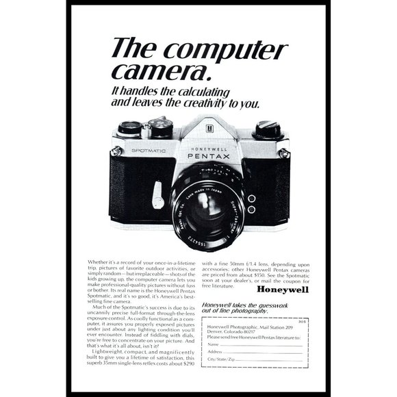 1968 Honeywell Pentax Spotmatic SLR Computer Camera Vintage Print Ad Wall Art - Picture 1 of 1